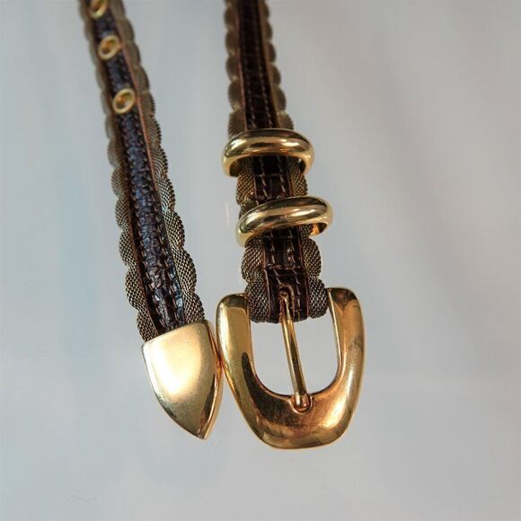 Fashion Dress Belt Mesh And Leather Skinny - Picture 6 of 9